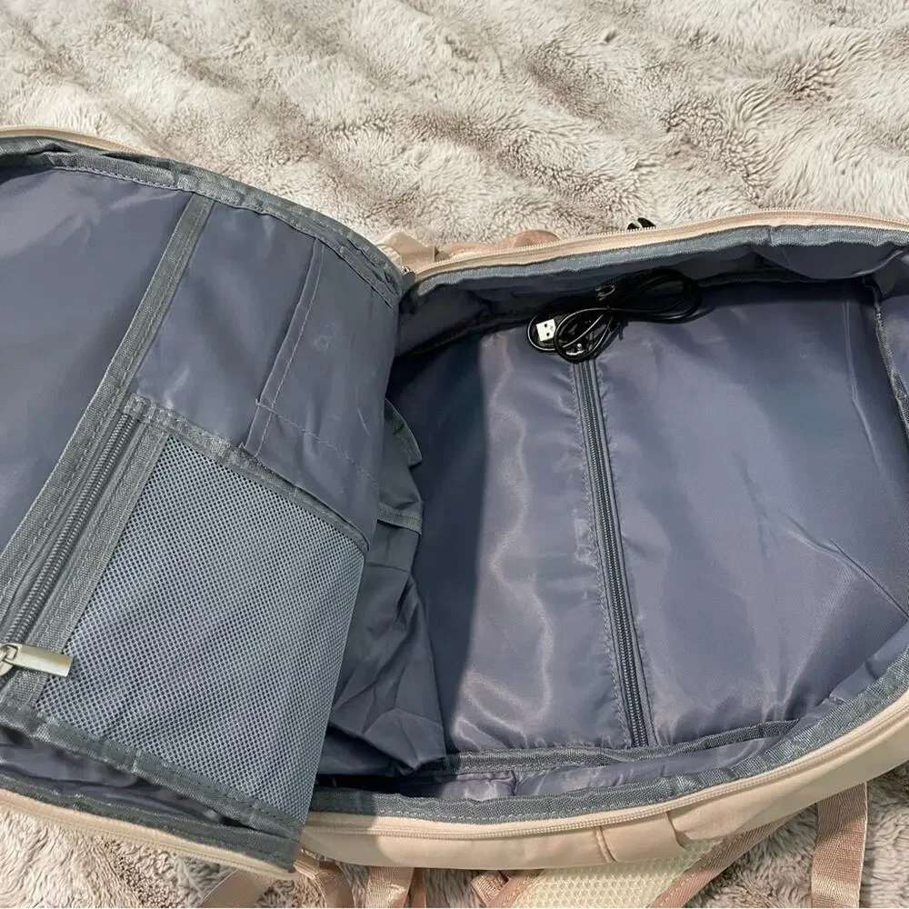 Boutique Beige Cream Travel Multi Compartment Carry‎ On Backpack